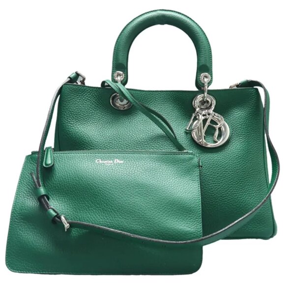 DIOR Diorissimo MM Green W/P Leather Satchel 922-122324 - Picture 1 of 12